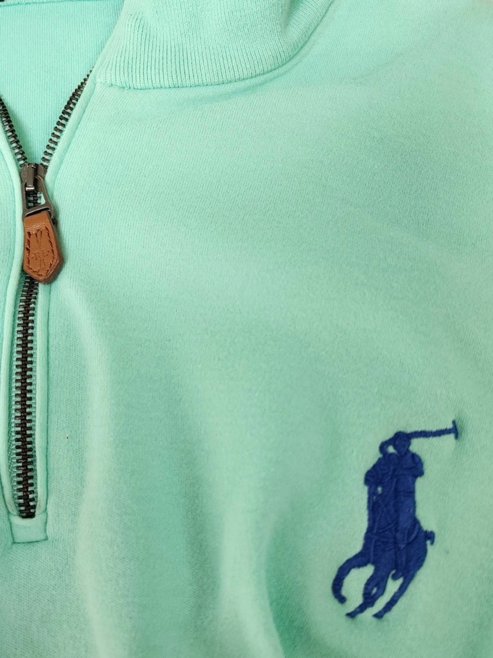 Ralph Lauren Aqua 1/4 Zip Pullover with Blue Polo Logo - Picture 5 of 9